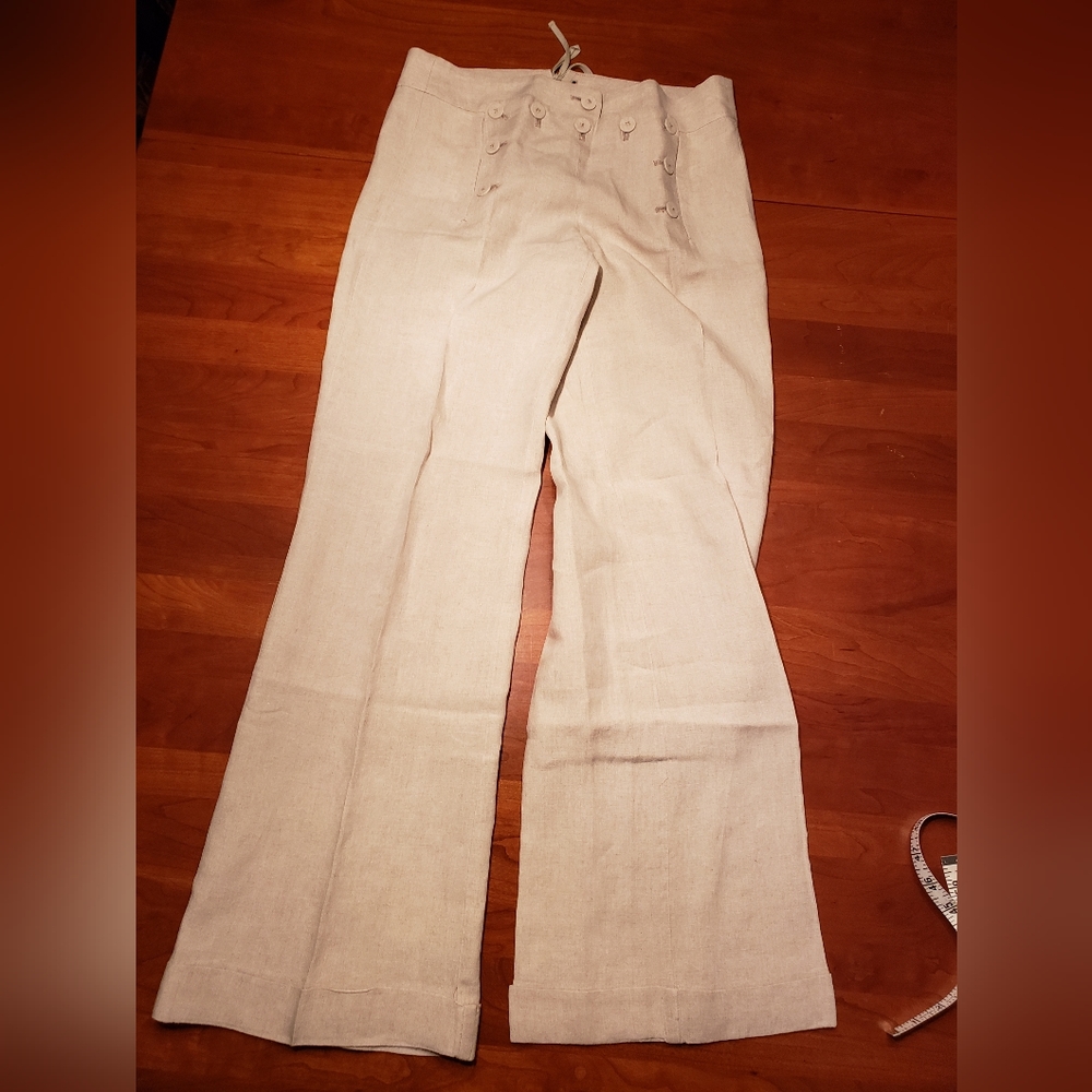 J. Crew Wide-leg Sailor Pants, Size 2, beige linen.